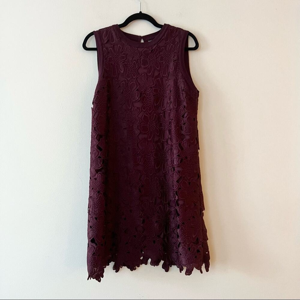 Karen Millen Burgundy Lace Sleeveless Shift Dress